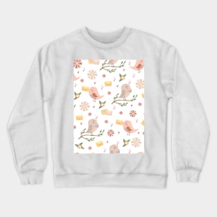 Bird Illustration Pattern Crewneck Sweatshirt